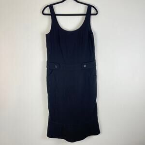 Akris Black Fitted Cocktail Dress Mid Length with Pockets size US 8